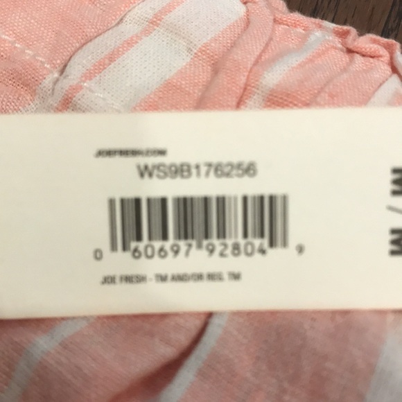 3 for $35! Pink and white striped brand new Joe Fresh tie shorts - Picture 5 of 5